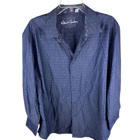 Robert Graham Mens 2XL Blue Geometric Chambray Shirt Classic Fit Button Down - Picture 1 of 6